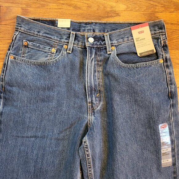 Levi's Men 505 Relaxed Fit Jeans 34 x 30 Straight Leg Zip Up Blue NWT Fashion B3 - Picture 2 of 5